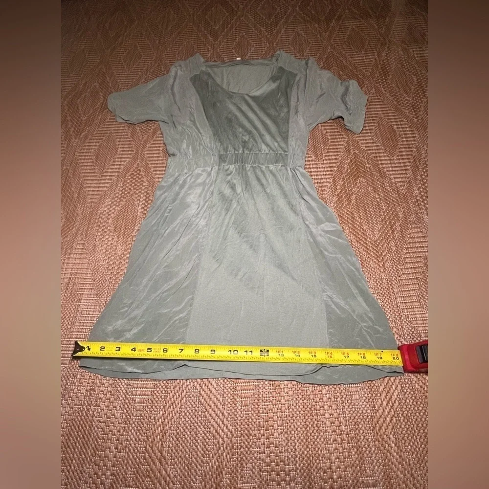J.Crew Women Silk Sage Green V-Neck Pleat Shift Dress,Size XS,Great Condition
